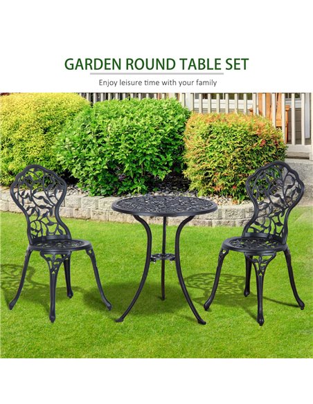 Outsunny 3 Pcs Cast Aluminum Bistro Set Garden Furniture Dining Table Chairs Antique Outdoor Seat Patio Seater - pic 13015 | FastDaddyshop