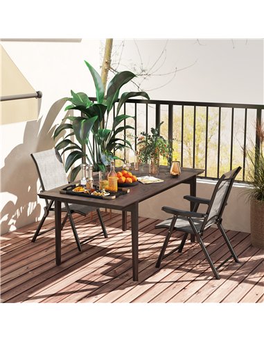 Outsunny Set of Two Folding Outdoor Chairs - Black/Grey