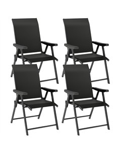 Outsunny Set of Four Folding Outdoor Chairs - Black