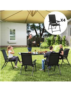 Outsunny Set of Four Folding Outdoor Chairs - Black 2