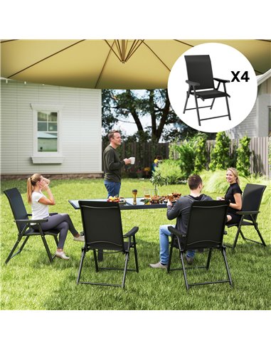 Outsunny Set of Four Folding Outdoor Chairs - Black