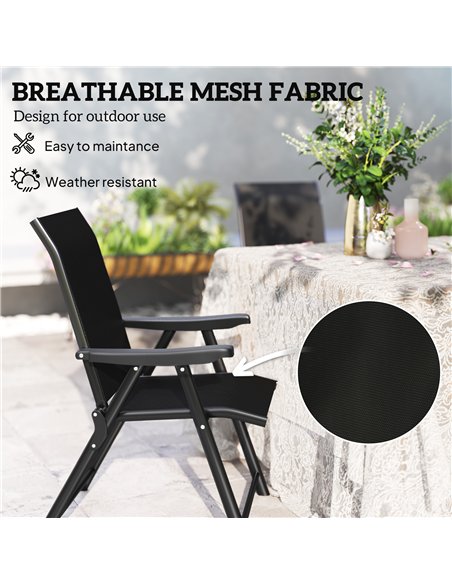 Outsunny Set of Four Folding Outdoor Chairs - Black - pic 130155 | FastDaddyshop