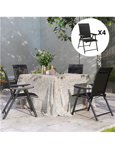 Outsunny Set of Four Folding Outdoor Chairs - Black