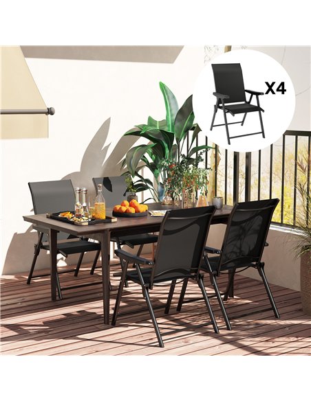 Outsunny Set of Four Folding Outdoor Chairs - Black - pic 130159 | FastDaddyshop