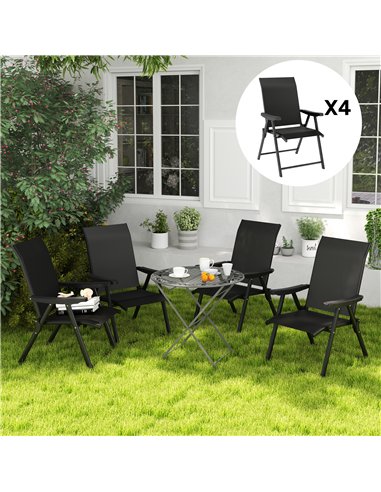 Outsunny Set of Four Folding Outdoor Chairs - Black