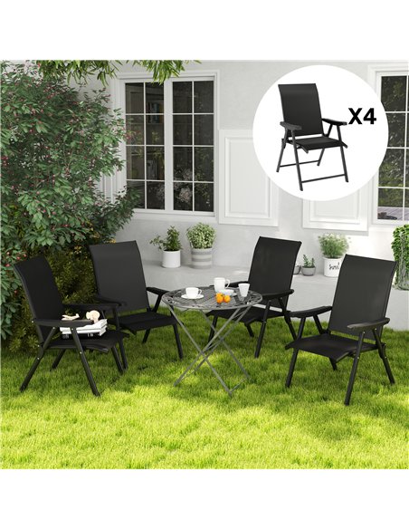 Outsunny Set of Four Folding Outdoor Chairs - Black - pic 130160 | FastDaddyshop