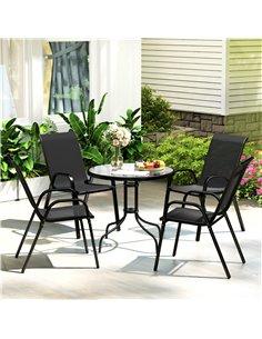 Outsunny Five-Piece Steel Patio Set, with Glass-Top Table - Black 2