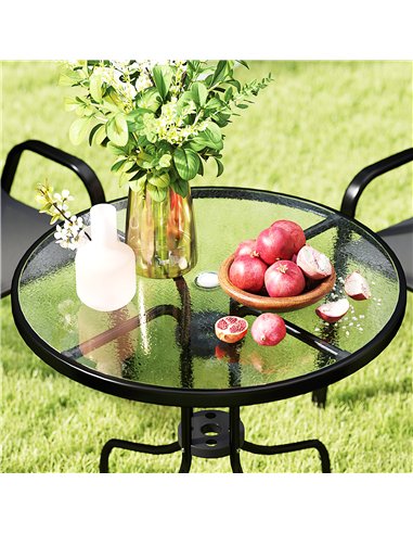 Outsunny Five-Piece Steel Patio Set, with Glass-Top Table - Black