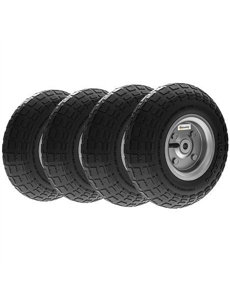 Outsunny Set of 4 Pneumatic Wheels, 10" Wheelbarrow Wheels Replacement for Barn Carts, Hose Carts, Garden Carts, Sack Trucks, Bl - pic 130170 | FastDaddyshop