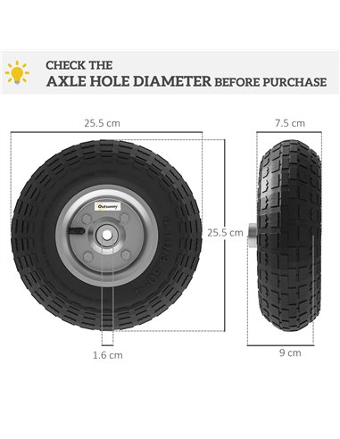 Outsunny Set of 4 Pneumatic Wheels, 10" Wheelbarrow Wheels Replacement for Barn Carts, Hose Carts, Garden Carts, Sack Trucks, Bl