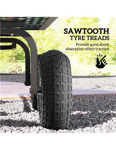 Outsunny Set of 4 Pneumatic Wheels, 10" Wheelbarrow Wheels Replacement for Barn Carts, Hose Carts, Garden Carts, Sack Trucks, Bl