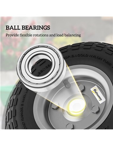 Outsunny Set of 4 Pneumatic Wheels, 10" Wheelbarrow Wheels Replacement for Barn Carts, Hose Carts, Garden Carts, Sack Trucks, Bl