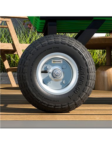 Outsunny Set of 4 Pneumatic Wheels, 10" Wheelbarrow Wheels Replacement for Barn Carts, Hose Carts, Garden Carts, Sack Trucks, Bl
