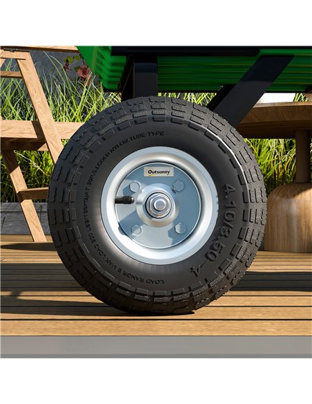 Outsunny Set of 4 Pneumatic Wheels, 10" Wheelbarrow Wheels Replacement for Barn Carts, Hose Carts, Garden Carts, Sack Trucks, Bl - pic 130177 | FastDaddyshop