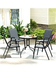 Outsunny Five-Piece Steel Patio Set, with Glass-Top Table - Dark Grey 2