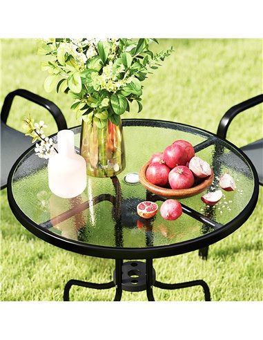Outsunny Five-Piece Steel Patio Set, with Glass-Top Table - Dark Grey
