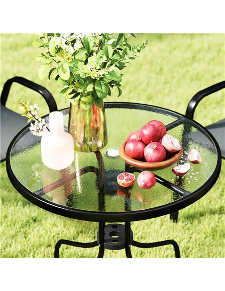 Outsunny Five-Piece Steel Patio Set, with Glass-Top Table - Dark Grey - pic 130187 | FastDaddyshop