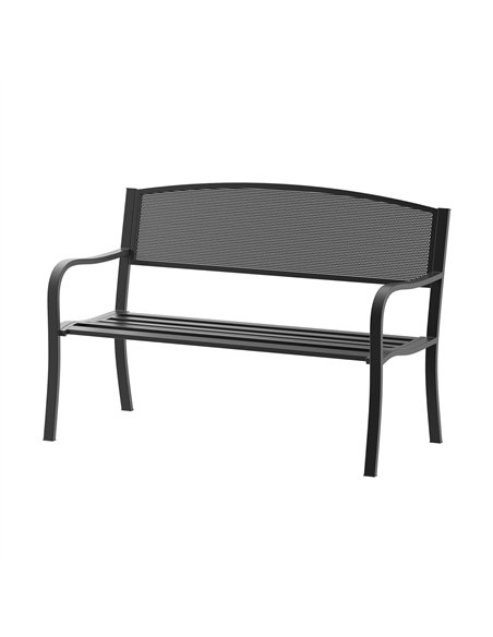 Outsunny Garden Bench Furniture Patio Park 2 Person Chair Seat Steel Black 120cm Outdoor - pic 130188 | FastDaddyshop