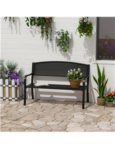 Outsunny Garden Bench Furniture Patio Park 2 Person Chair Seat Steel Black 120cm Outdoor 2