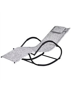 Outsunny Steel Frame Zero Gravity Rocking Lounge Chair w/ Pillow Grey