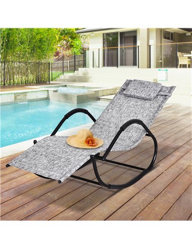 Outsunny Steel Frame Zero Gravity Rocking Lounge Chair w/ Pillow Grey