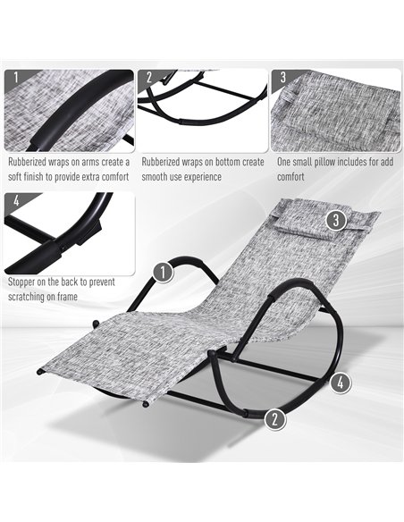 Outsunny Steel Frame Zero Gravity Rocking Lounge Chair w/ Pillow Grey - pic 130201 | FastDaddyshop