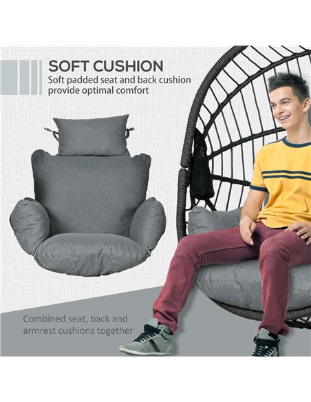 Outsunny Metal Stand Hanging Egg Chair, with Full Body Padded Seat - Grey - pic 130211 | FastDaddyshop