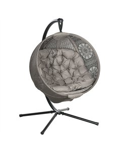 Outsunny Round Egg Basket Chair, with Steel Stand, Sand