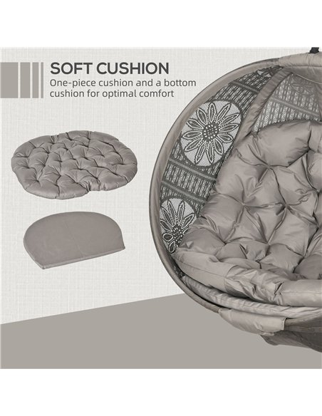 Outsunny Round Egg Basket Chair, with Steel Stand, Sand - pic 130218 | FastDaddyshop