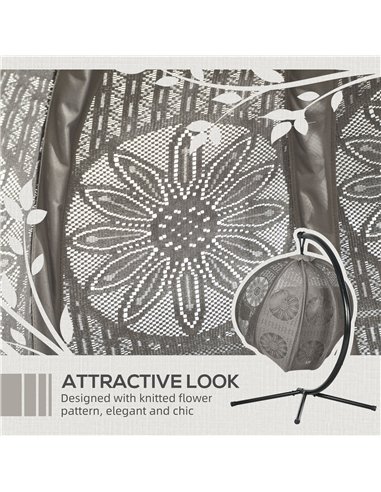 Outsunny Round Egg Basket Chair, with Steel Stand, Sand