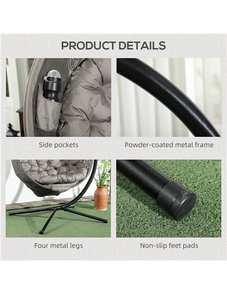 Outsunny Round Egg Basket Chair, with Steel Stand, Sand - pic 130221 | FastDaddyshop