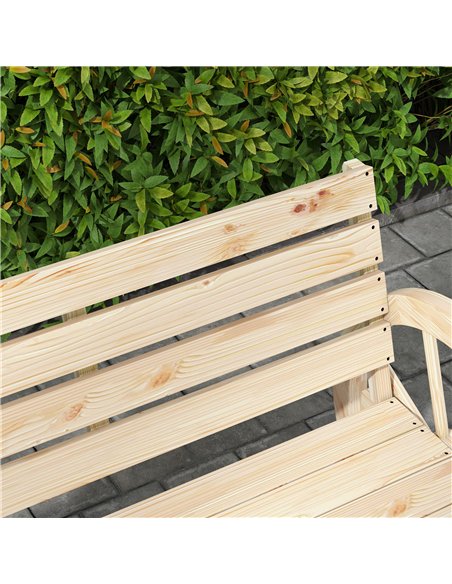 Outsunny Wagon Wheel Chair Bench Armrest Rustic Loveseat Wood Outdoor Garden, Natural - pic 130240 | FastDaddyshop