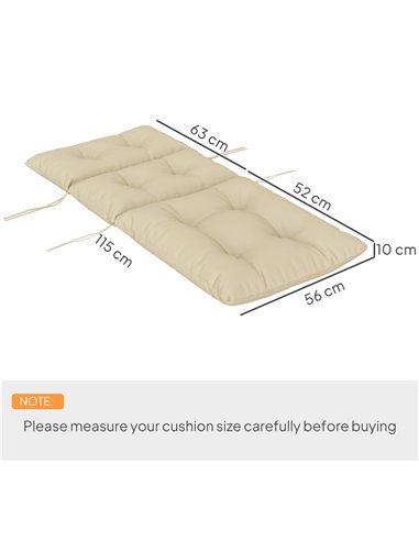 Outsunny 115 x 56cm Rocking Chair Padded Seat Cushion - Beige