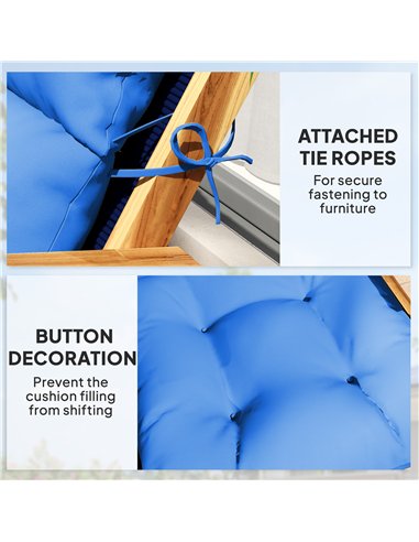 Outsunny 115 x 56cm Rocking Chair Padded Seat Cushion - Blue