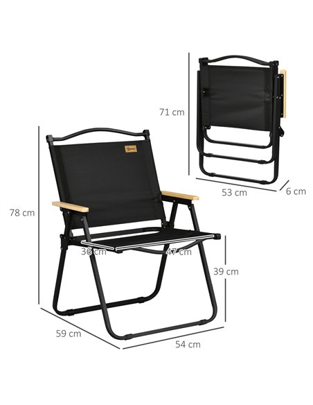 Outsunny Camping Chair for Adults, Lightweight Folding Chair, Portable Chair for Camping, Fishing, Beach and Outdoor Travel, Bla - pic 130280 | FastDaddyshop
