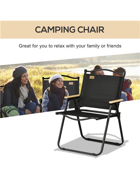 Outsunny Camping Chair for Adults, Lightweight Folding Chair, Portable Chair for Camping, Fishing, Beach and Outdoor Travel, Bla - pic 130281 | FastDaddyshop