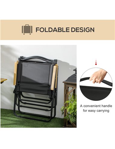 Outsunny Camping Chair for Adults, Lightweight Folding Chair, Portable Chair for Camping, Fishing, Beach and Outdoor Travel, Bla