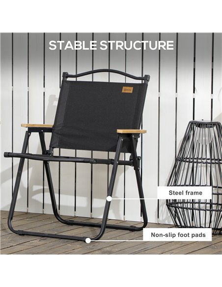 Outsunny Camping Chair for Adults, Lightweight Folding Chair, Portable Chair for Camping, Fishing, Beach and Outdoor Travel, Bla - pic 130284 | FastDaddyshop