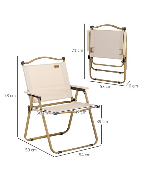 Outsunny Camping Chair for Adults, Lightweight Folding Chair, Portable Chair for Camping, Fishing, Beach and Outdoor Travel, Kha - pic 130289 | FastDaddyshop