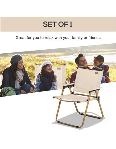 Outsunny Camping Chair for Adults, Lightweight Folding Chair, Portable Chair for Camping, Fishing, Beach and Outdoor Travel, Kha
