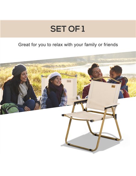 Outsunny Camping Chair for Adults, Lightweight Folding Chair, Portable Chair for Camping, Fishing, Beach and Outdoor Travel, Kha - pic 130290 | FastDaddyshop