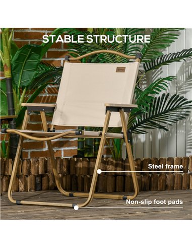 Outsunny Camping Chair for Adults, Lightweight Folding Chair, Portable Chair for Camping, Fishing, Beach and Outdoor Travel, Kha