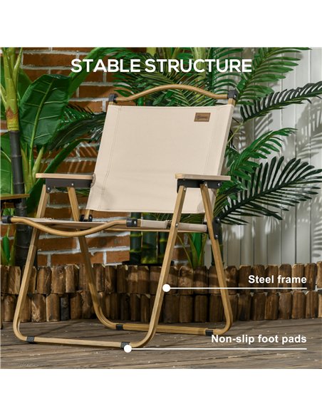 Outsunny Camping Chair for Adults, Lightweight Folding Chair, Portable Chair for Camping, Fishing, Beach and Outdoor Travel, Kha - pic 130293 | FastDaddyshop