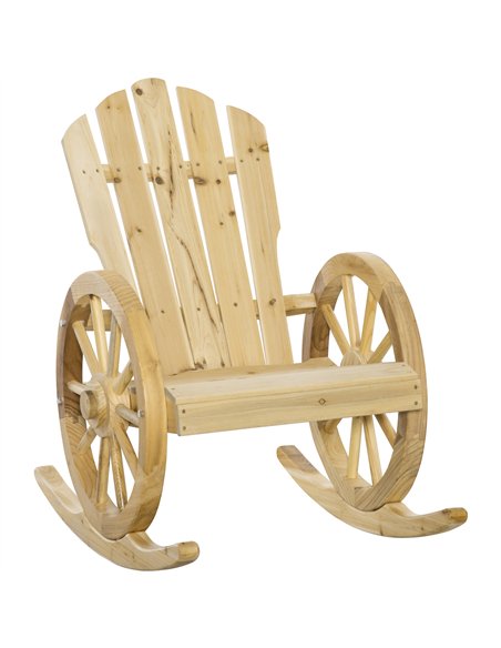 Outsunny Wooden Adirondack Rocking Chair Reclining Armchair Outdoor Garden Furniture Patio Porch Rocker - Natural - pic 130296 | FastDaddyshop