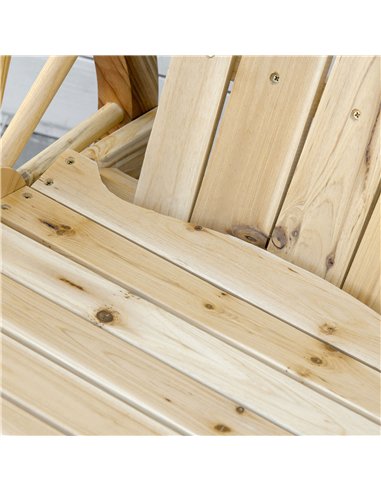 Outsunny Wooden Adirondack Rocking Chair Reclining Armchair Outdoor Garden Furniture Patio Porch Rocker - Natural