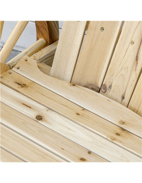 Outsunny Wooden Adirondack Rocking Chair Reclining Armchair Outdoor Garden Furniture Patio Porch Rocker - Natural - pic 130303 | FastDaddyshop