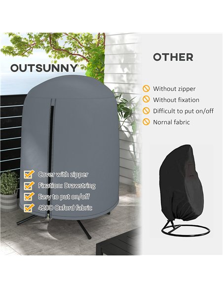 Outsunny 190 x Φ128cm Hanging Egg Chair Furniture Cover - Grey - pic 130309 | FastDaddyshop