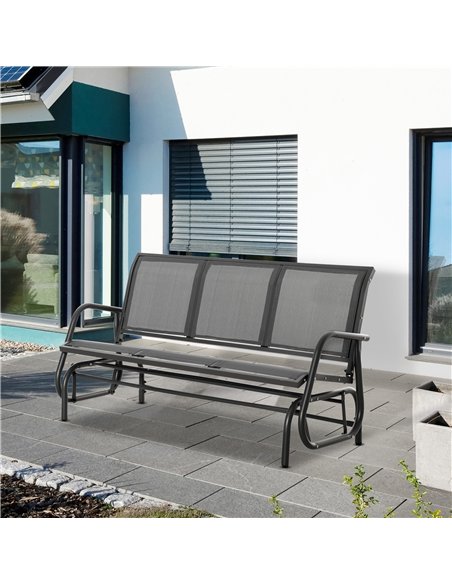Outsunny 3-Seat Glider Rocking Chair for 3 People Garden Bench Patio Furniture Metal Frame, Grey - pic 130315 | FastDaddyshop