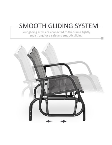 Outsunny 3-Seat Glider Rocking Chair for 3 People Garden Bench Patio Furniture Metal Frame, Grey - pic 130317 | FastDaddyshop