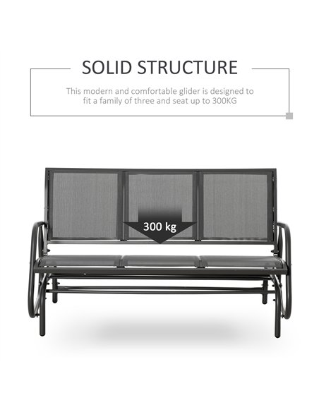 Outsunny 3-Seat Glider Rocking Chair for 3 People Garden Bench Patio Furniture Metal Frame, Grey - pic 130319 | FastDaddyshop